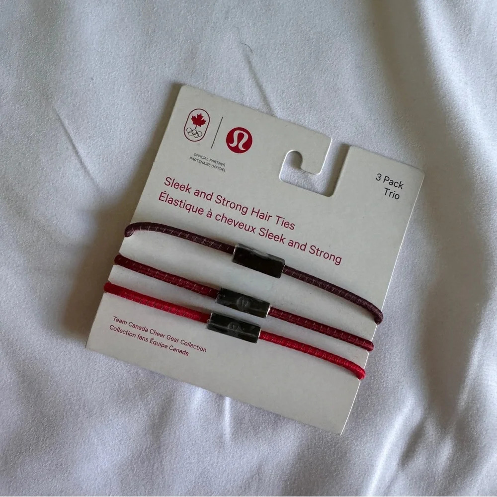 🆕🇨🇦 Lululemon Team Canada Olympic Sleek and Strong Hair Ties